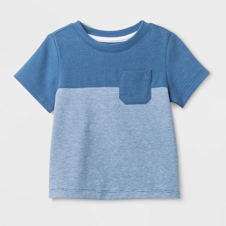 Petitebaby Boys' Short Sleeve Color Block Pocket T-shirt - Cat & Jack Blue Newborn, Boy's
