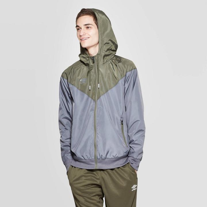 Umbro Men's Chevron Colorblock Windbreaker - Industrial Gray/olive Night L, Size: Large, Industrial Gray/green Black