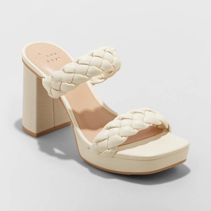 Women's Tiana Square Toe Heels - A New Day Ivory