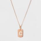 Sterling Silver Initial C Cubic Zirconia Necklace - A New Day Rose Gold, Rose Gold - C