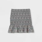 Girls' Smocked Ruffle Bottom A-line Skirt - Art Class Gray