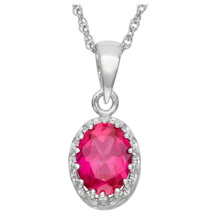 1 1/5 Tcw Tiara Ruby Crown Pendant In Sterling Silver, Women's, Red