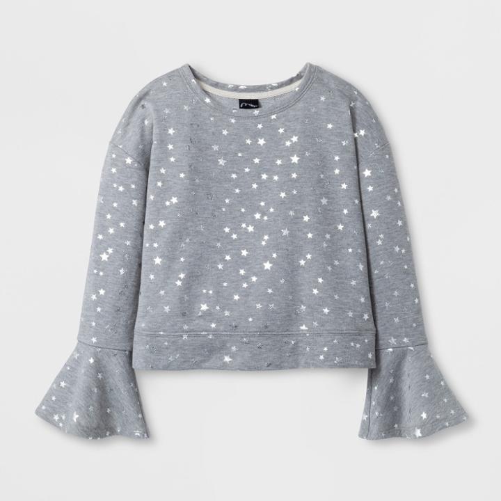 Girls' Bell Sleeve Pullover - Art Class Gray