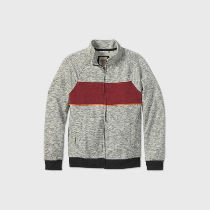 Boys' French Terry Mock Neck Sweatshirt - Cat & Jack Gray/red/orange Xs, Gray/orange/red