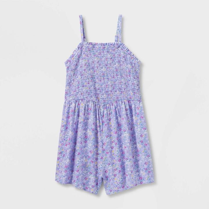 Girls' Smocked Romper - Art Class Light Purple Floral