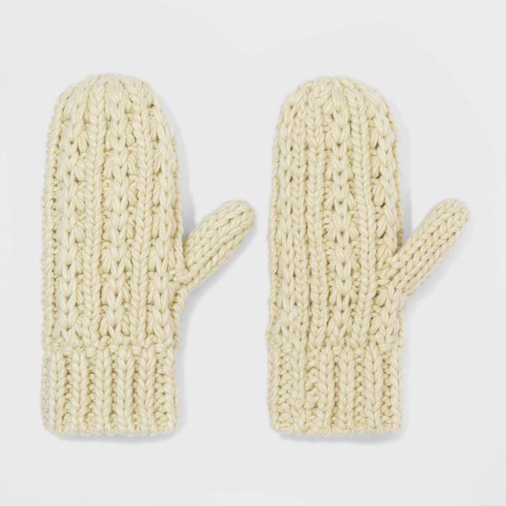 Women's Hand Knit Lined Mittens - Universal Thread Green