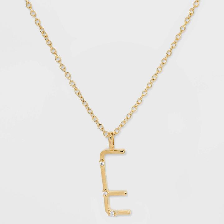 Gold Over Silver Plated Cubic Zirconia 'e' Initial Pendant Necklace - A New Day Gold