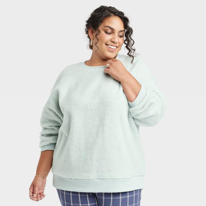 Women's Plus Size Sherpa Pullover Sweatshirt - A New Day