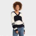 Women's V-neck Eyelash Pullover Sweater - Knox Rose Black