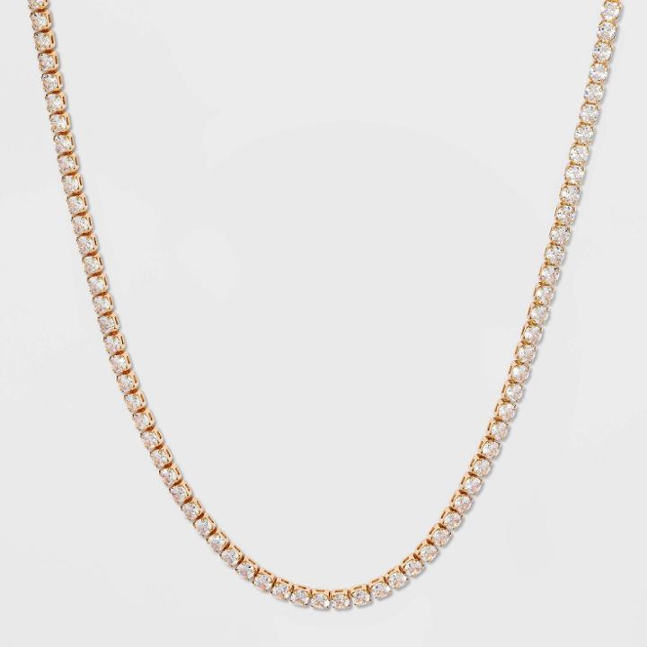 Crystal Rhinestone Chain Necklace - A New Day Gold