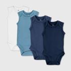 Honest Baby Boys' 4pk Organic Cotton Sleeveless Bodysuit - Blue Newborn