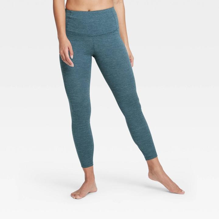 Women's Contour Power Waist High-rise Textured 7/8 Leggings 24 - All In Motion Teal Xs, Women's, Blue