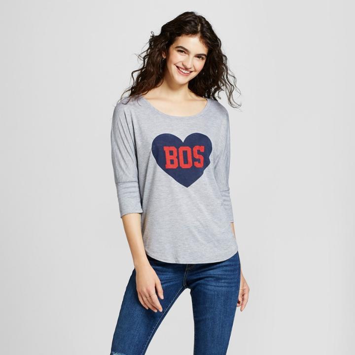 Women's Boston Heart 3/4 Sleeve Tunic Top - Awake Gray