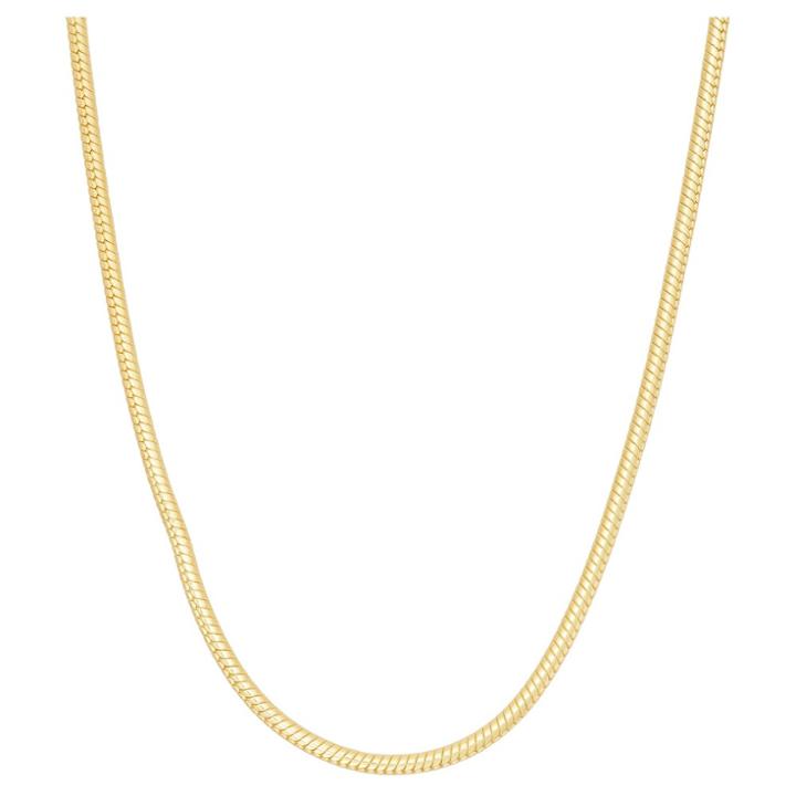 Tiara Gold Over Silver 18 Round Snake Chain Necklace, Size: 18 Inch, Yellow
