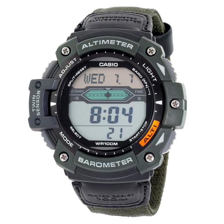Men's Casio Altimeter Barometer And Thermometer Watch - Green (sgw300hb-3avcf), Black