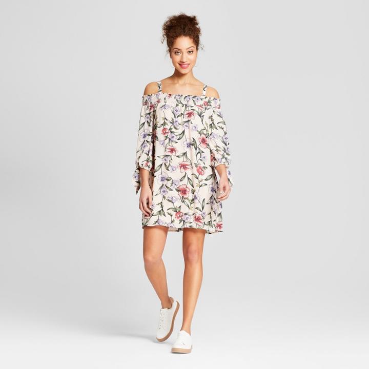 Women's Floral Print Off The Shoulder Dress - Lily Star (juniors') Pink