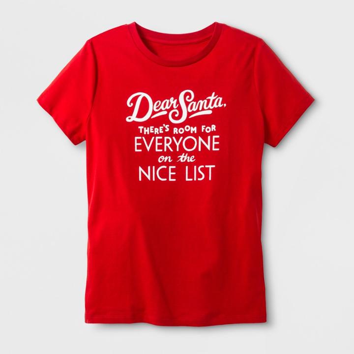 Shinsung Tongsang Women's Short Sleeve 'dear Santa' T-shirt - Red