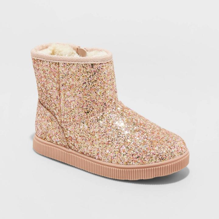Girls' Holland Zipper Winter Shearling Style Boots - Cat & Jack Pink