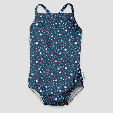 Green Sprouts Toddler Girls' Star Americana One Piece Swimsuit With Built-in Swim Diaper - Navy