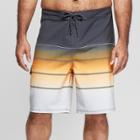 Men's Big & Tall 10 Striped Broken Fade Board Shorts - Goodfellow & Co Yellow