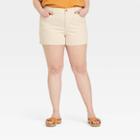 Women's Plus Size High-rise Midi Jean Shorts - Universal Thread Off-white