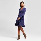 Women's Polka Dot Wrap Dress With Ruffle Cuff - K By Kersh Navy/white