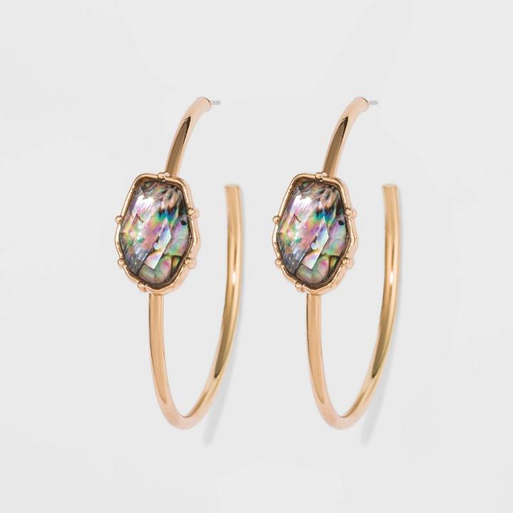 Copper Stone Hoop Earrings - A New Day Gold, Women's,