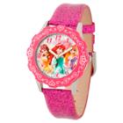 Disney Girls' Princess Stainless Steel Glitz Case With Bezel Watch - Peach, Pink