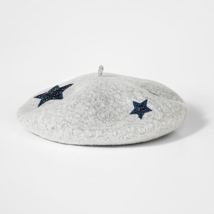 Girls' Star Applique Beret - Cat & Jack Gray
