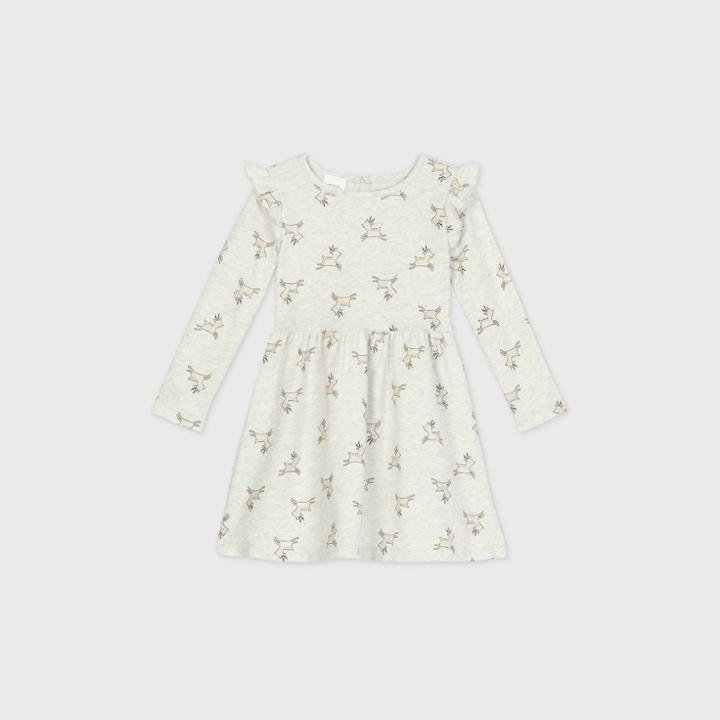 Toddler Girls' Deer Long Sleeve Dress - Just One You Made By Carter's Heather Gray
