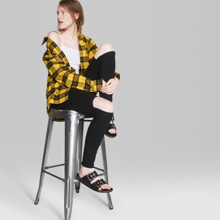 Women's Open Knee High-rise Leggings - Wild Fable Black