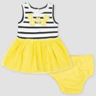 Gerber Baby Girls' Dress With Tulle Overlay Flowers - White/yellow