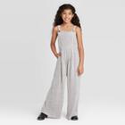 Girls' Soft Stripe Knit Overalls - Art Class Cream S, Size: