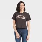 Mighty Fine Women's Young American Short Sleeve Cropped Graphic T-shirt - Black