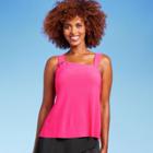 Women's Asymmetrical Tankini Top - Aqua Green Pink