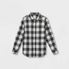Boys' Button-down Stretch Woven Long Sleeve Shirt - Cat & Jack Black/white