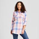 Maternity Plaid Long Sleeve Popover Tunic - Isabel Maternity By Ingrid & Isabel Pink
