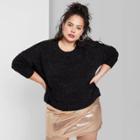 Women's Plus Size Long Sleeve Crewneck Tinsel Sweater - Wild Fable Black 1x, Women's,
