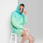 Adult Tie-dye Regular Fit Hooded Pullover Sweatshirt - Original Use Aqua Green