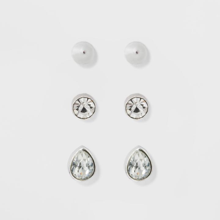 Earring Set 3ct - A New Day Silver/clear,