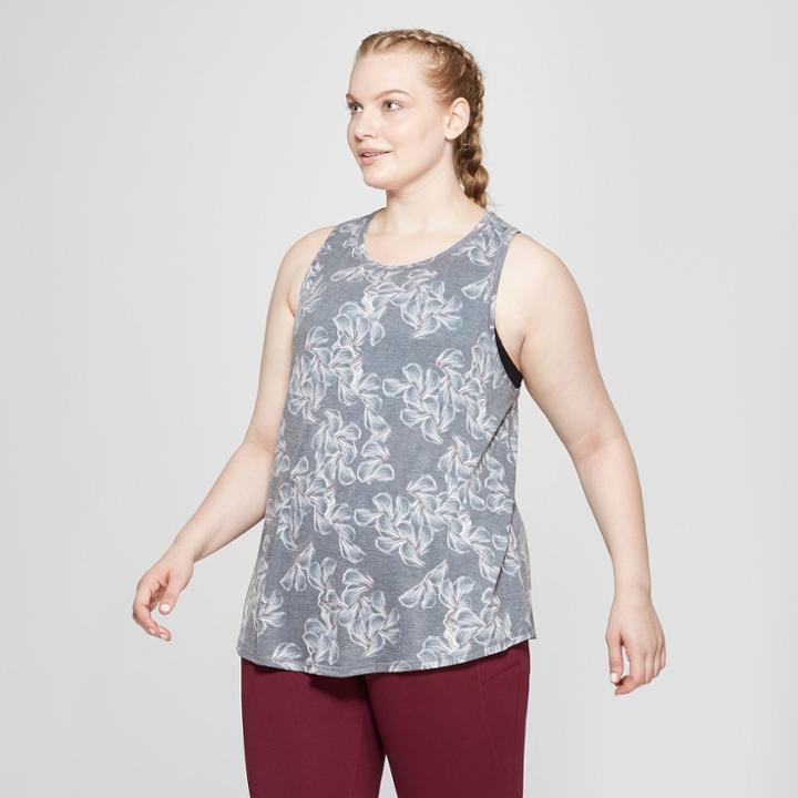 Women's Plus Size Floral Print Active Tank Top - C9 Champion Gray