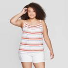 Women's Plus Size Striped Sleeveless Square Neck Tank Top - Universal Thread Red