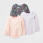 Toddler Girls' 3pk Long Sleeve T-shirt - Cat & Jack Pink