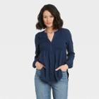 Women's Long Sleeve Button-front Shirt - Knox Rose Navy