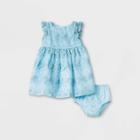 Baby Girls' Mia & Mimi Embroidered Dress - Blue Newborn
