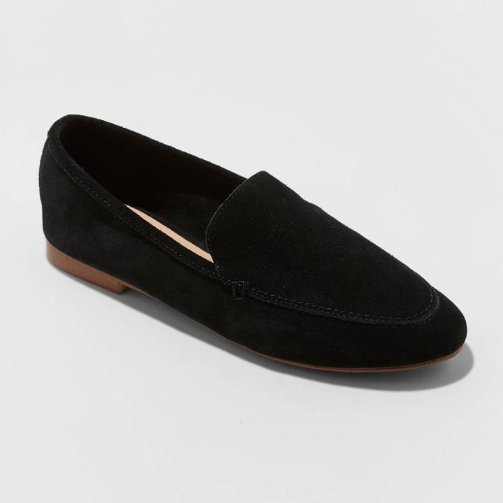 Women's Mila Microsuede Deconstructed Loafers - A New Day Black