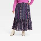 Women's Plus Size Pleated Mesh Maxi A-line Skirt - Knox Rose Blue
