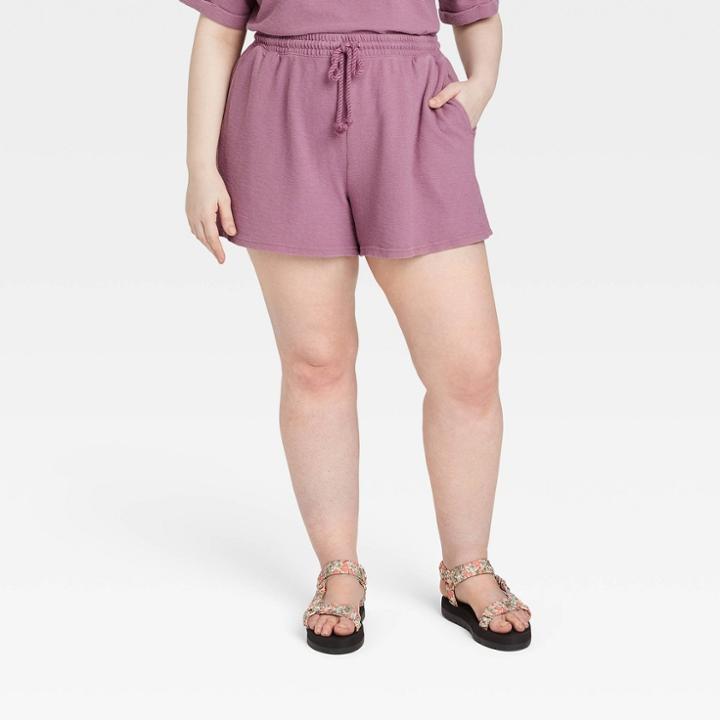 Women's Plus Size High-rise French Terry Pull-on Shorts - Universal Thread