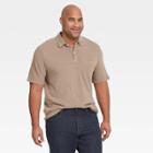 Men's Tall Striped Short Sleeve Collared Polo Shirt - Goodfellow & Co Tan