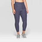 Women's Plus Size Mini Stripe 7/8 High - Waisted Leggings - Joylab Gray Stone
